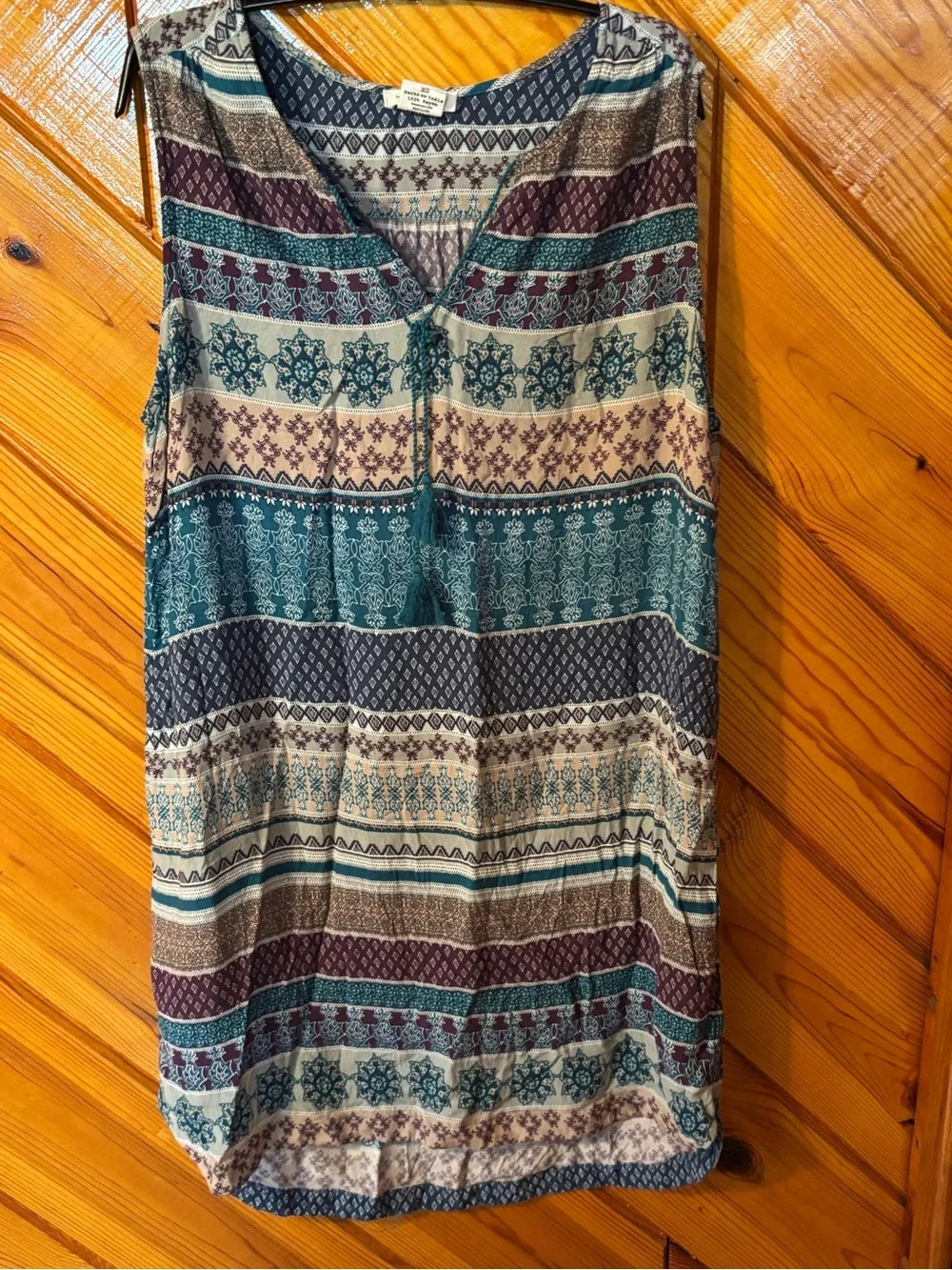 beachlunchlounge Teal, Navy & Cream Patterned Swim Coverup